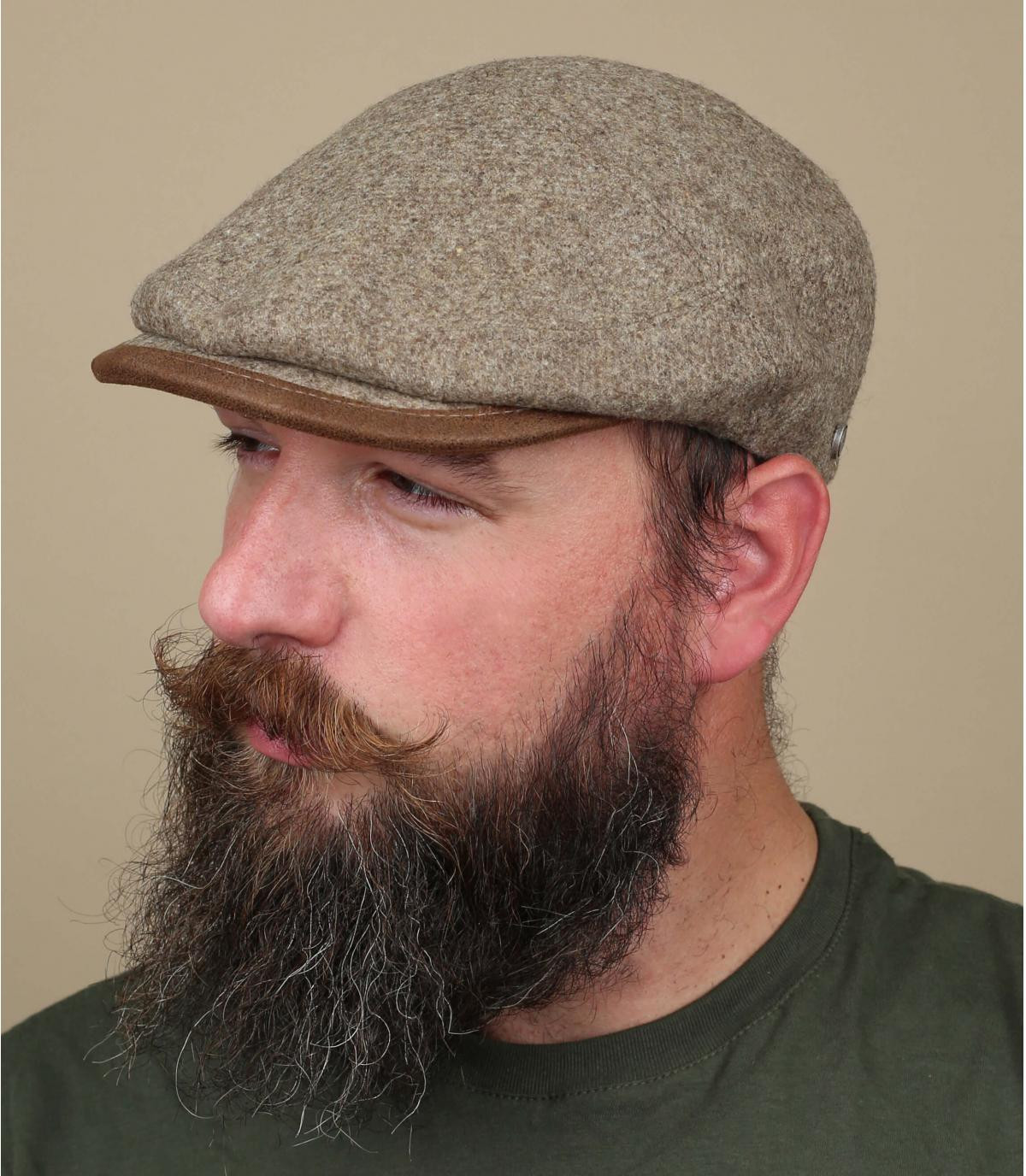 beige wool flat cap Tigan taupe